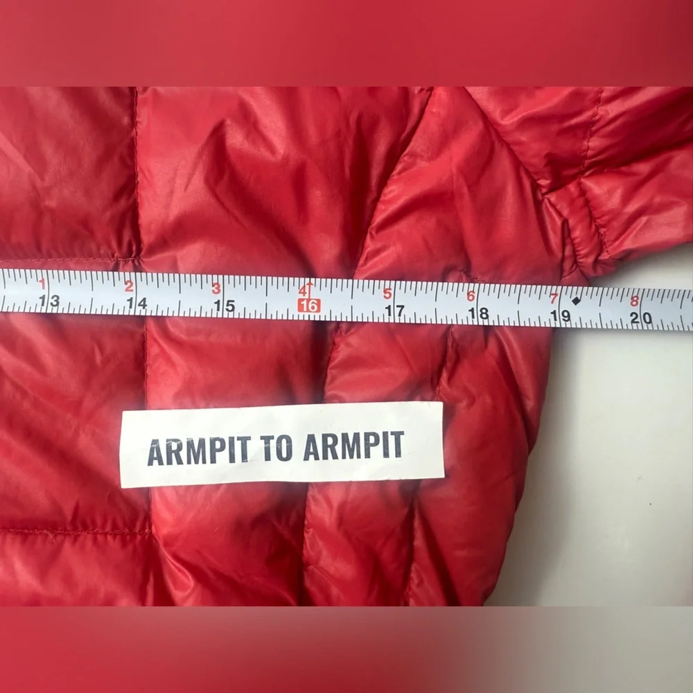 Calvin Klein Down Puffer Jacket Womens Size S Red Full Zip Packable LTWT FLAW‎